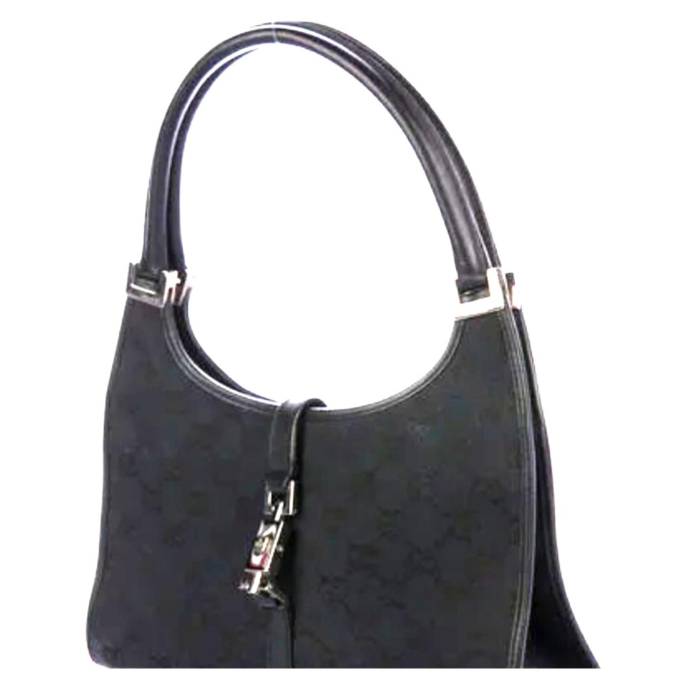 GUCCI GG BLACK CANVAS JACKIE TOTE